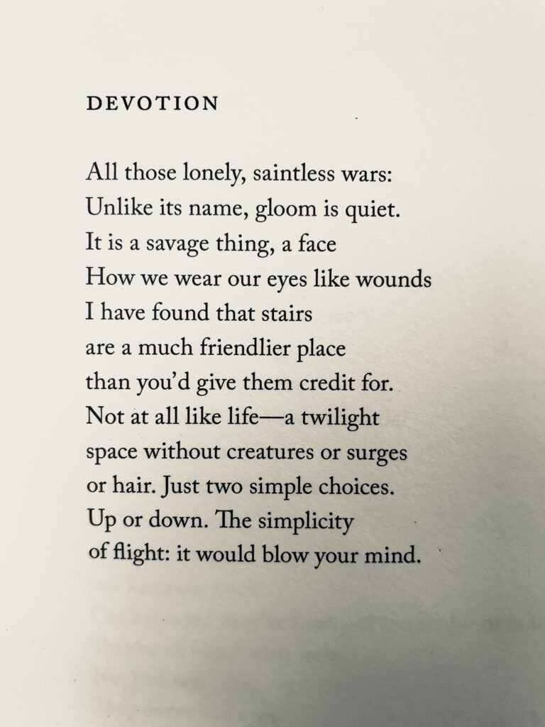 Book page, selected poem called "Devotion".